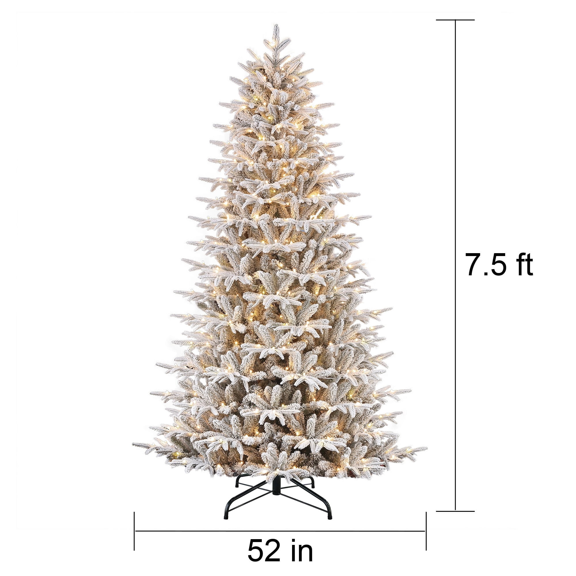 7.5' Pre-Lit Aberdeen Spruce Snow-Flocked Green Artificial Christmas Tree with 400 Color-Changing LED Lights and Stand, by Holiday Time