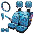 thumbnail image 2 of Uorisanigo Playing Dolphins Flowers Car Front and Rear Cushion Covers Water Coaster Steering Wheel Cover Pillowcase for Cars Gear Lever Cover+Hand Brake Cover Easy to Clean 11 Pieces, 2 of 7