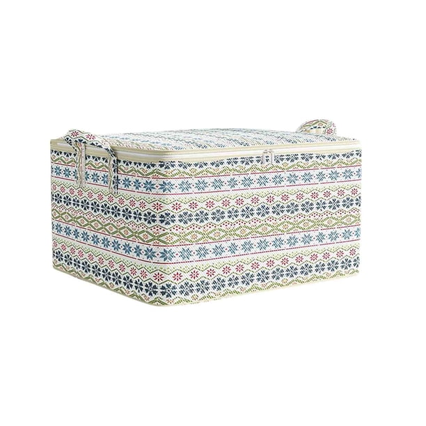 Bolsa de almacenamiento de gran capacidad con cierre de cremallera, asa de lino, organizador de ropa y colchas plegable y resistente al polvo para dormitorio.