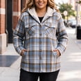 thumbnail image 5 of XUNKUSGA Jackets for Women Vintage Plaid Thickened Fleece Lined Hooded Shacket Women Casual Loose Long Sleeve Button Down Flannel Jacket Women Fall Winter Coat with Pockets, Size S, 5 of 9