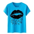 thumbnail image 5 of Fiudx Ofertas de La Semana Blusa de Manga Corta con Cuello Redondo y Estampado a La Moda para Mujer, 5 of 5