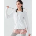 thumbnail image 3 of UPF 50+ UV Sun Protection Women's Clothing Zip Up Hoodie Long Sleeve Fishing Running Hiking Jacket Outdoor Performance Shirt, White, L, 3 of 5