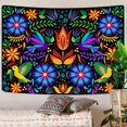 thumbnail image 2 of Mexican Tapestry, Cute Bright Colorful Ethnic Floral Birds Butterfly Pattern Boho Tapestry, Mexican Embroidery Style Trippy Hippie Aesthetic Tapestries for Bedroom Living Room Dorm, 2 of 6