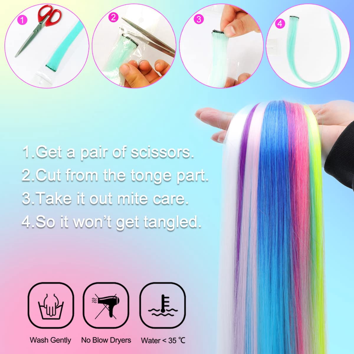 12PCS Colored Purple Hair Extensions Clip in Colorful Hair  display picture 1