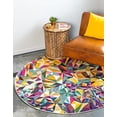 thumbnail image 2 of Unique Loom Estrella Géométrique Triangles Tapis 8' x 8' Rond Multi/Beige, 2 of 10