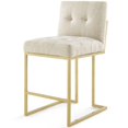 thumbnail image 3 of Side Dining Chair, Set of 2, Fabric, Metal Steel, Gold Beige, Modern Contemporary Urban Design, Kitchen Room Cafe Bistro Restaurant Hospitality, 3 of 4