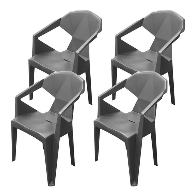 Silla Apilable De Plástico Paquete Con 4 Sillas, color Gris Bergmann Tokio