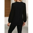thumbnail image 2 of Mawalde Womens Tops Dressy Casual Sheer Long Sleeve V Neck Shirts Loose Flowy Chiffon Business Work Blouses Black S, 2 of 7