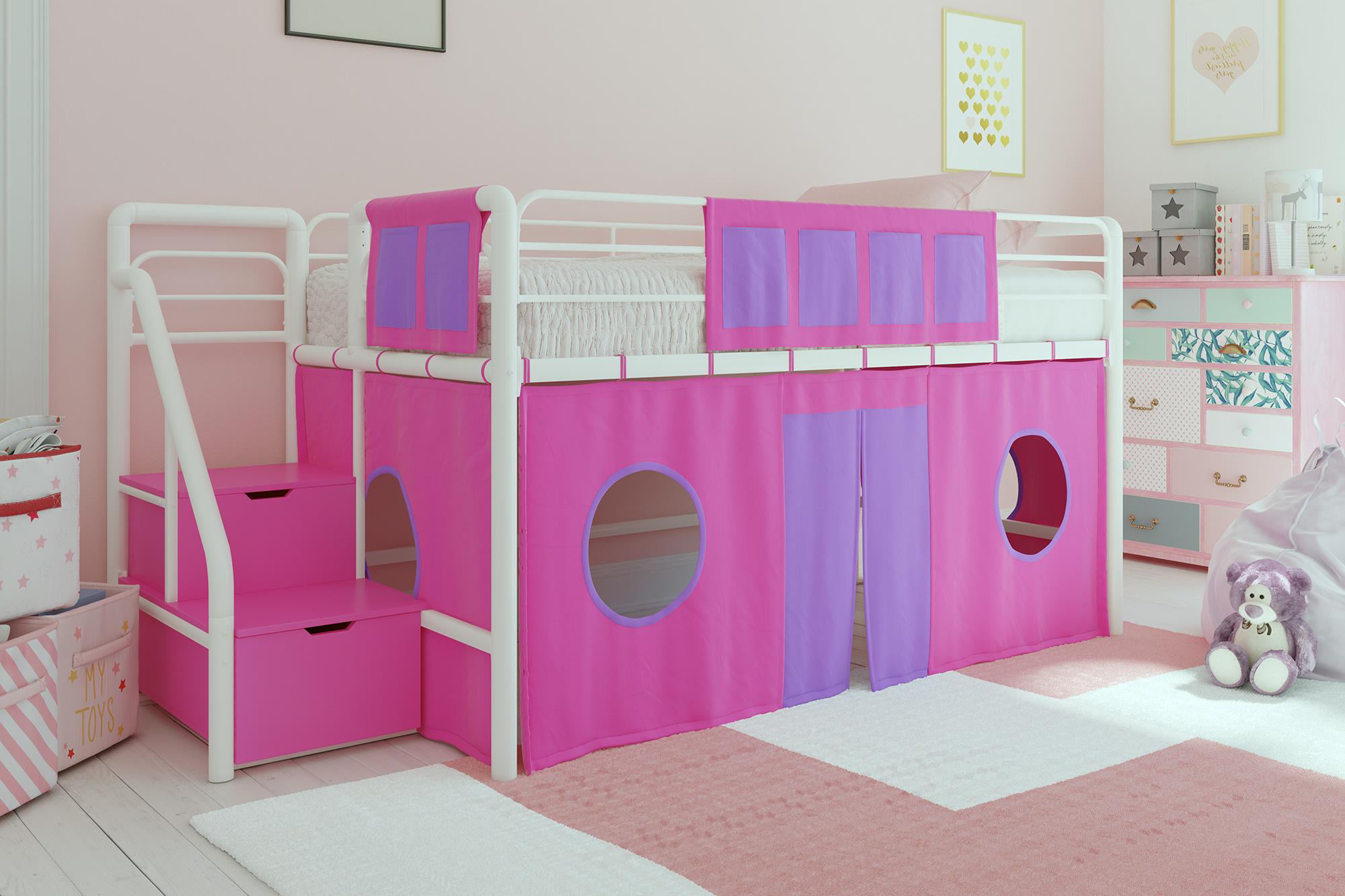 pink child sofa bed