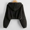thumbnail image 4 of cllios Womens Crop Hoodies Sherpa Zip Up Top Trendy Plush Outwear Long Sleeve Casual Hooded Jacket, 4 of 6