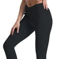 thumbnail image 3 of Yoga Pants Side Slit V Waist Flare Tummy Control Elastic Pure Color Dance Trousers for Women Black L, 3 of 5