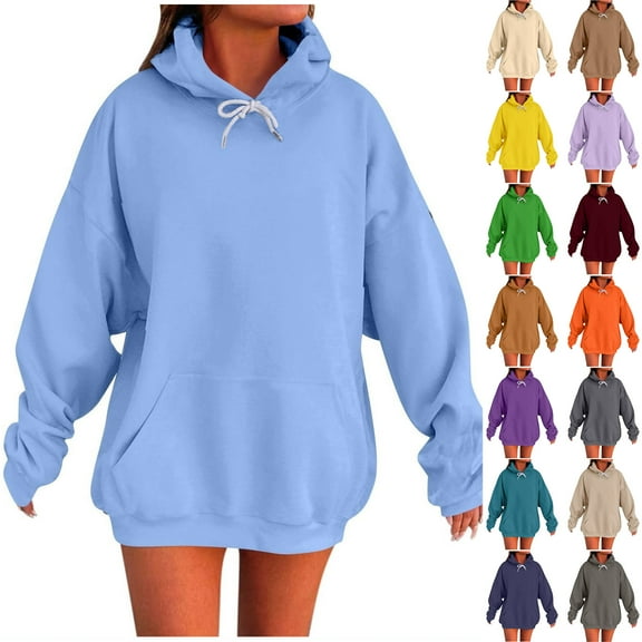 QATAINLAV Womens Oversized Hoodies Winter Cute Sweatshirts Casual Drawstring Hooded Pullover Fashion Going Out Tops with Pockets Streetwear, Black, M