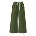thumbnail image 4 of Womens Loose Casual Wide Leg Pants Solid Elastic Drawstring Waist Sweat Trousers with Pockets, Breathable Comfy Bottoms for Indoor Rest and Outdoor Activities S-3XL Army Green, 4 of 7