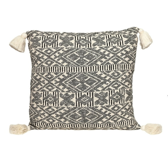 Parkland Collection Toby 20x20" Harlequin Cotton Fabric Throw Pillow in Black