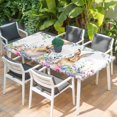 thumbnail image 2 of Bunny Easter Table Cloths for 6 Foot Rectangle Tables, Spring Floral Eggs Eucalyptus Leaves Weeping Patio Waterproof Elastic Fitted Tablecloths, Washable Rectangular Table Cover for Camping, 2 of 8