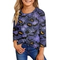 thumbnail image 2 of Abcomgle Girls Halloween Shirts Size 6 Spooky Bat Spider Graphic Tshirts for Girls Crewneck 3/4 Sleeve T Shirts for Girls Fall Funny Scary Tee Top Girls,3-4 Years, 2 of 5