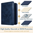 thumbnail image 4 of ComfiTime Passport Holder and Luggage Tags Set – RFID Passport Wallet/Cover with Vaccine Card Holder and Credit Card Slots, PU Leather Travel Tags for Suitcases and Bags, TSA Approved, Navy Blue, 4 of 14