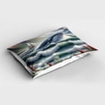 thumbnail image 2 of Ambesonne Nautical Pillow Sham, Whale Mountains and Boat, 26" X 20", Sea Green Blue and Ruby, 2 of 2