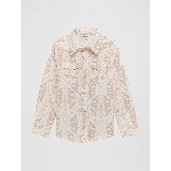 Wrangler Western Snap White Print - Kids Girls Shirt - 112374705