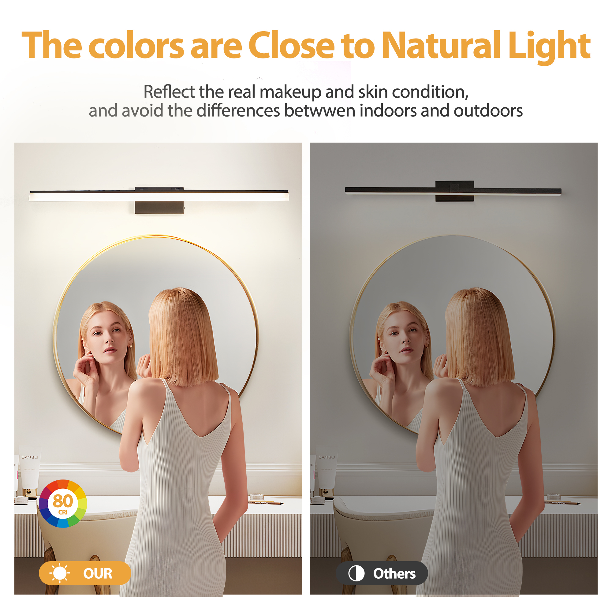 Leumius 39" Modern LED Bathroom Vanity Light, Sleek Black Metal Wall Light for Mirror, Dressing Room or Sink Area