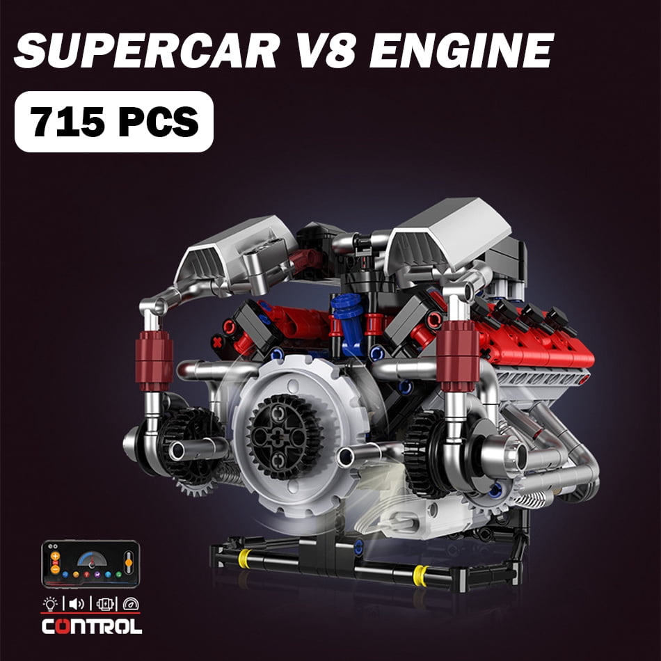 Honchoes Le Mans Race Car Engine Building Set Mechanical V8 Engine Model with Motor & APP Control Compatible with Lego Gift for Adults Boys 700 Pcs