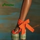 thumbnail image 2 of Sandalias de plataforma tejida con cordones y punta abierta, tacón grueso, para mujer, tira trasera, diseño de patchwork naranja, 2023, nuevo diseño, zapatos de lujo, 2 of 5