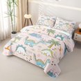 thumbnail image 3 of Feelyou Kawaii Dino Twin Quilt Set for Girls, Volcano Palm Wildlife Twin Coverlet Set, Pink, 2 Pieces, 3 of 7