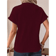 thumbnail image 5 of Camiseta de Corta con Cuello en V y Botones para Mujer, Color Rojo Vino, Talla M, 5 of 6
