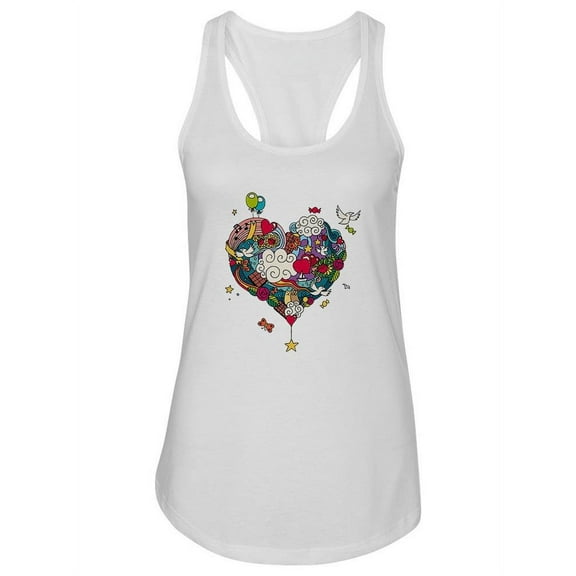 Beautiful Heart Doodle Design Tank Women -Image by Shutterstock, Female XX-Large