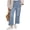 Light blue, variant on Women Elastic Waist Casual Wide Leg Jeans Ankle Barrel Capri Denim Pants