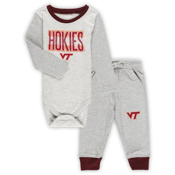 Infant Wes & Willy Heather Gray Virginia Tech Hokies Jie Jie Long Sleeve Bodysuit & Pants Set