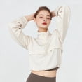 thumbnail image 4 of Chaqueta Deportiva con Cremallera para Mujer, Cuello Alto, Resistente Al Viento, Protección Solar, para Hacer Ejercicio Al Aire Libre. Crema S, 4 of 9