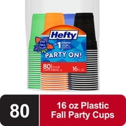 Hefty Party On Disposable Plastic Party Cups, Halloween Assorted Colors, 16 oz., 80 Count
