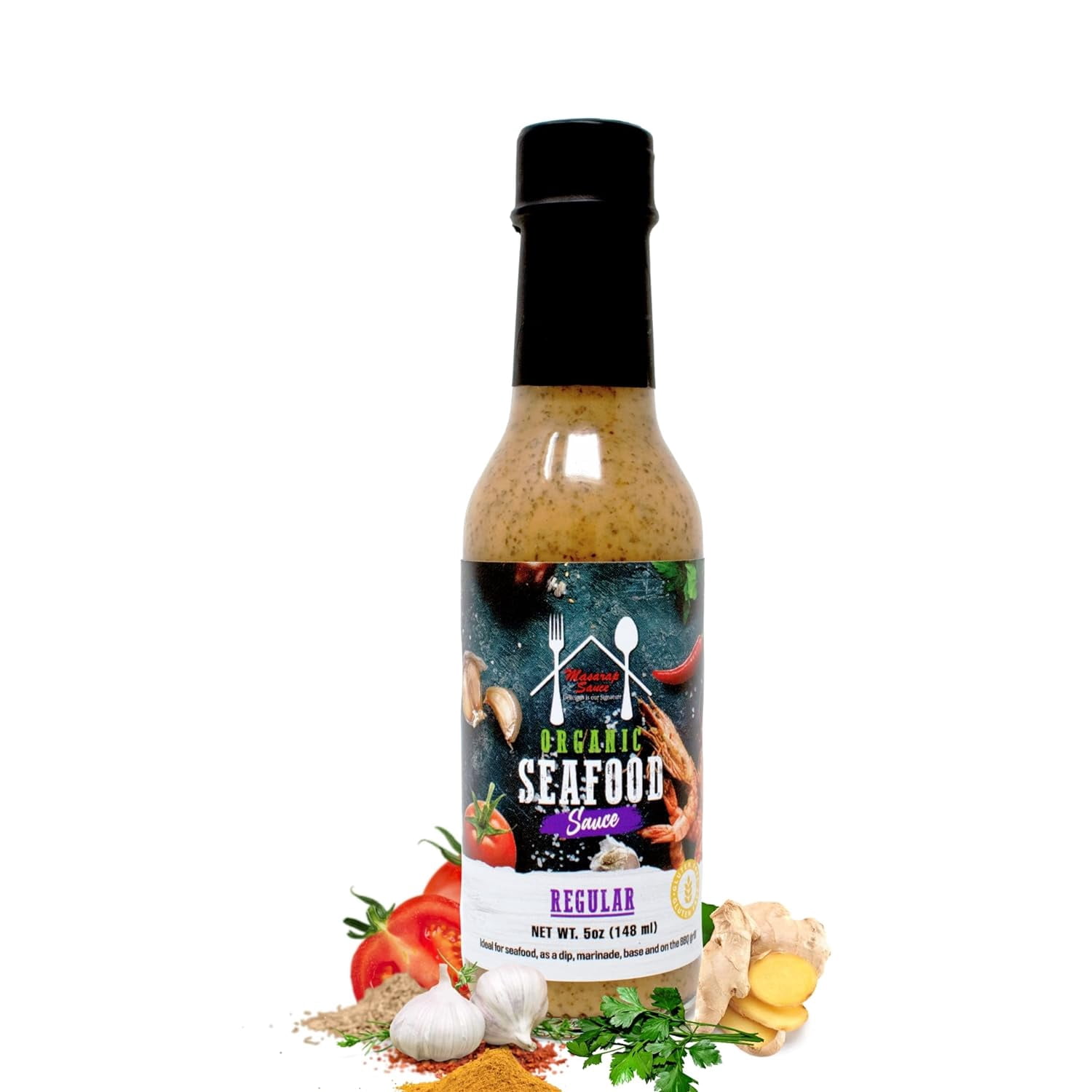 Hot Sauce 3 Pack - Gourmet Vegan Hot Sauce, Chicken Wing Sauce, and Seafood Sauce - Gluten-Free, Organic, 5 oz Bottles