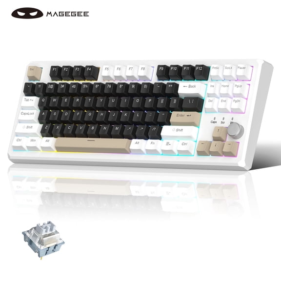 MageGee SKY87 Mechanical Wireless Keyboard Gasket 2.4G/USB/Bluetooth Rgb Pbt Side-Printed Hot Swap Custom Keyboard with Knob