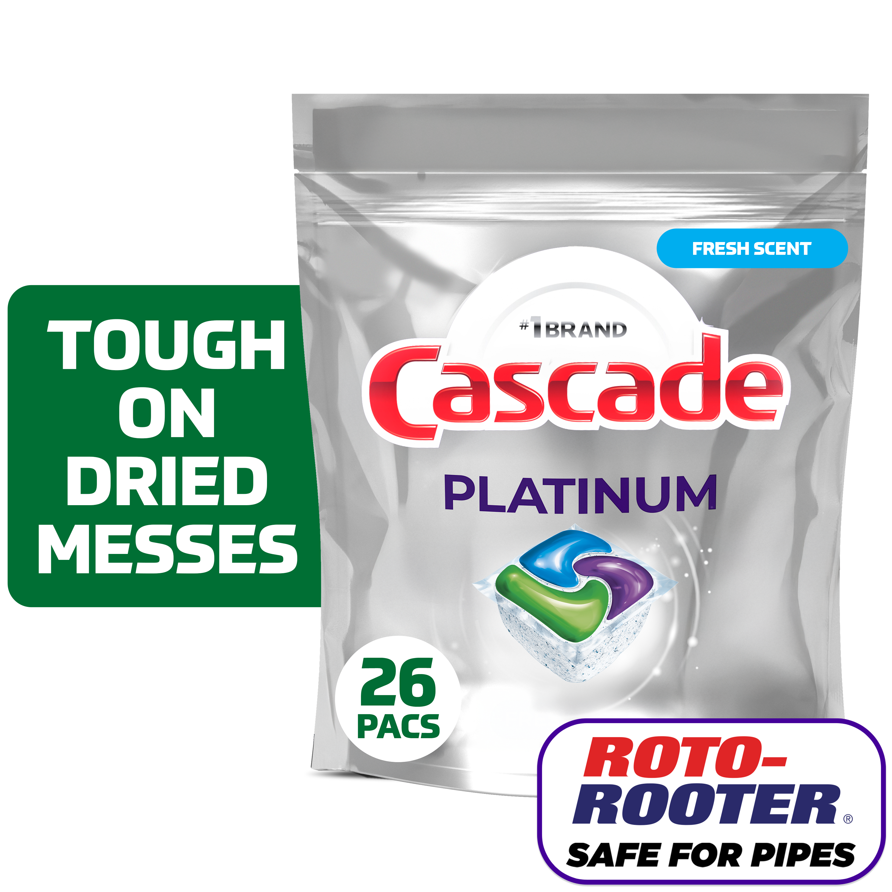 Cascade Platinum Dishwasher Pods, Fresh Scent, 26 Count photo 1