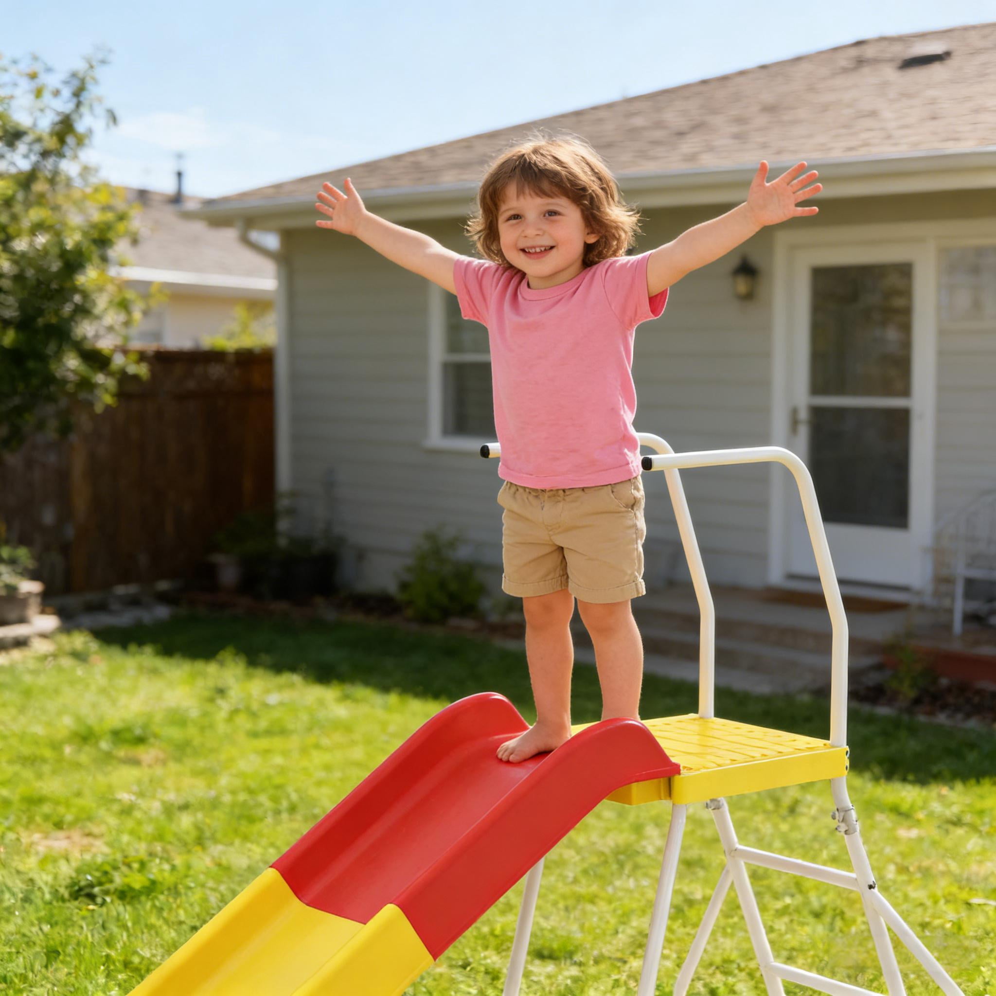 6ft Kids Slide 99 lbs Capacity with Handrails Deep Chute for Backyard Indoor Ages 3-8