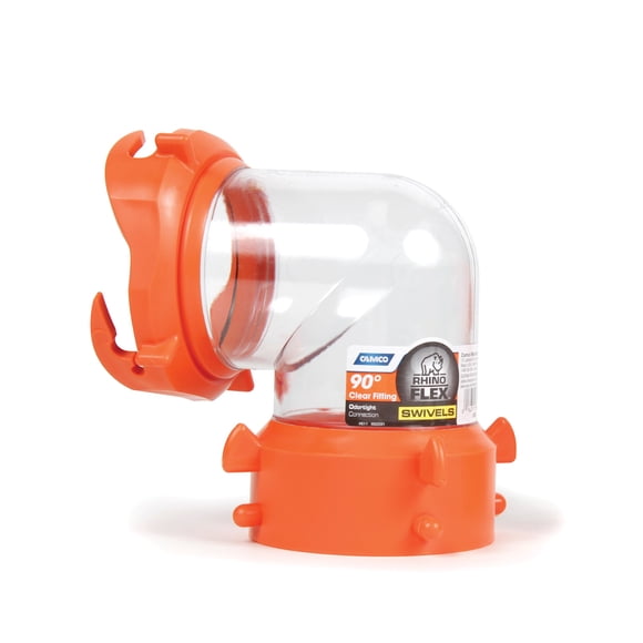 Manguera de desagüe giratoria Camco RhinoFlex transparente de 90 grados