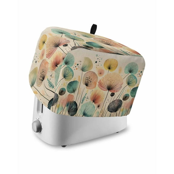 Fsddascl Vintage Spring Floral Toaster Cover 4 Slice, Large Kitchen Appliance Covers, Summer Botanical Abstract Art Rustic Toaster Oven Cover with Loop, Bread Machine Cover Polyester Dust Cover
