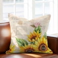 thumbnail image 2 of Rustic Sunflower Throw Pillow Cover Country Floral Pastoral Retro Letter Texture Cotton Linen Cushion Cover Throw Pillow Case with Invisible Zipper for Couch Sofa Bed Chair Car 24x24 Inch, 2 of 14