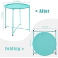 thumbnail image 3 of Folding Tray Metal Side Table 2PC Green Round End Table Cyan Sofa Small Accent Fold-able Table, Round End Table Tray, Next to Sofa Table, Snack Table for Living Room and Bed Room, 3 of 6