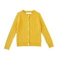 thumbnail image 7 of Husipze Cable Knit Cardigan Sweater for Girl Button Front Long Sleeves Cozy Soft Relaxed Fit Lightweight Fashion Outerwear Yellow 6-7 Years, 7 of 7