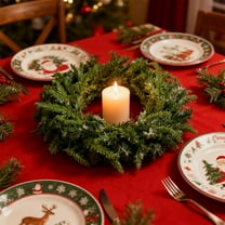 Lwlmwt Christmas Candle Rings Wreaths,Simulated Garlands Candlesticks,Artificial Norfolk Pine Branches Candle Holder Rings,for Tables Mantle Home Kitchen Xmas Decor