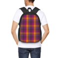 thumbnail image 4 of Balery Purple Yellow Buffalo Plaid Mochila para hombre y mujer - Tela Oxford 600D resistente - Gran capacidad, resistente al agua, ideal para la escuela, viajes y senderismo, 4 of 6