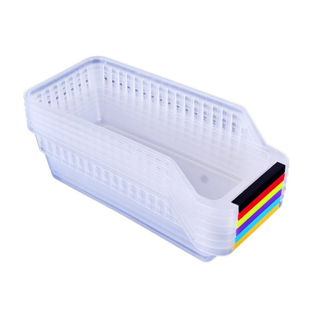 Organizador de plástico para refrigerador y congelador (paquete de 4), ideal para botellas de agua y bebidas, ideal para refrigeradores, congeladores, armarios, despensas y garajes (11.8 x 5.31 x