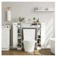 thumbnail image 3 of Over The Toilet Storage Cabinet, Bathroom Space Saver with Paper Holder and Adjustable Shelves, Freestanding Toilet Cabinet Organizer with 2 Side Doors and Pull-Down Door, White, 3 of 9