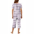 thumbnail image 4 of MuZeFu Women'S Pajama Sets Short Sleeve Shirt and Capri Soft Pajama Sets Women's Round Neck Heart Print Short Sleeve Sleepshirt And Pants Sets Loungewear Pajamas With Pockets, 4 of 6