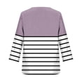 thumbnail image 4 of 3/4 Length Sleeve Womens Tops Striped Shirts Henley Shirts for Women V Neck Summer Trendy Work Clothes Ladies Fashion Outfits, 4 of 5