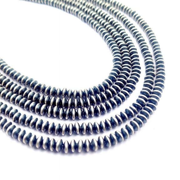 6 mm saucer oxidized 92.5 Sterling Silver, southwestern Choker necklace length available 18" with extender chain