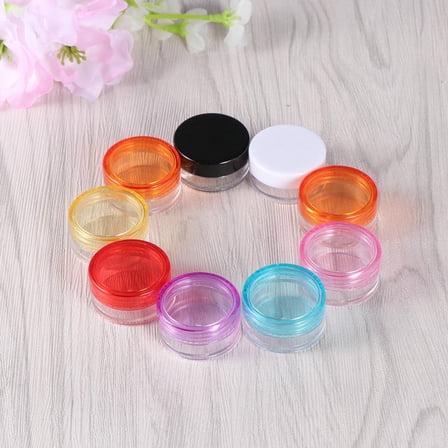 HEMOTON 50Pcs 5g Mini Travel Plastic Round Bottles for Cosmetics Sample Empty Containers for Cream Shampoo Lotion Ten Color Options